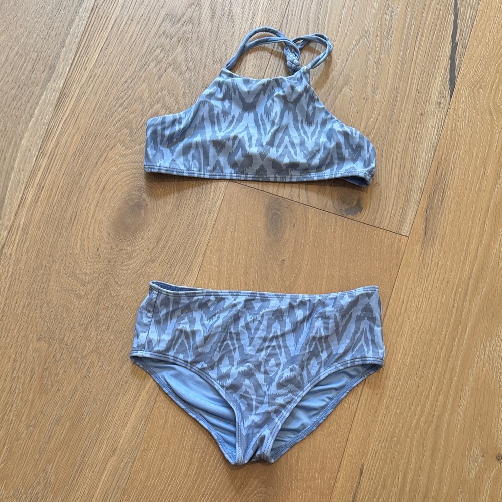 O'Neill Girls Light Blue and Gray Ikat Two-Piece Swim Bikini